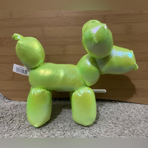 EUC Lime Green Spooky Stuffed Balloon Dog with Bat Design - Picture 2 of 4